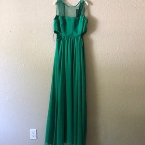 Green mesh top with open cutouts on sides dress